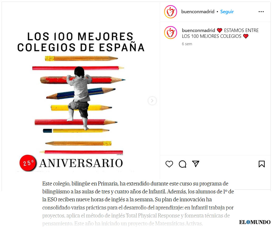 Nuestro colegio una vez más entre los 100 mejores de España